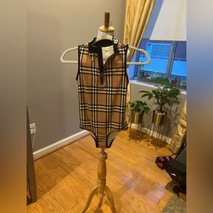 Burberry Kids beige check swimsuit, size 14Y